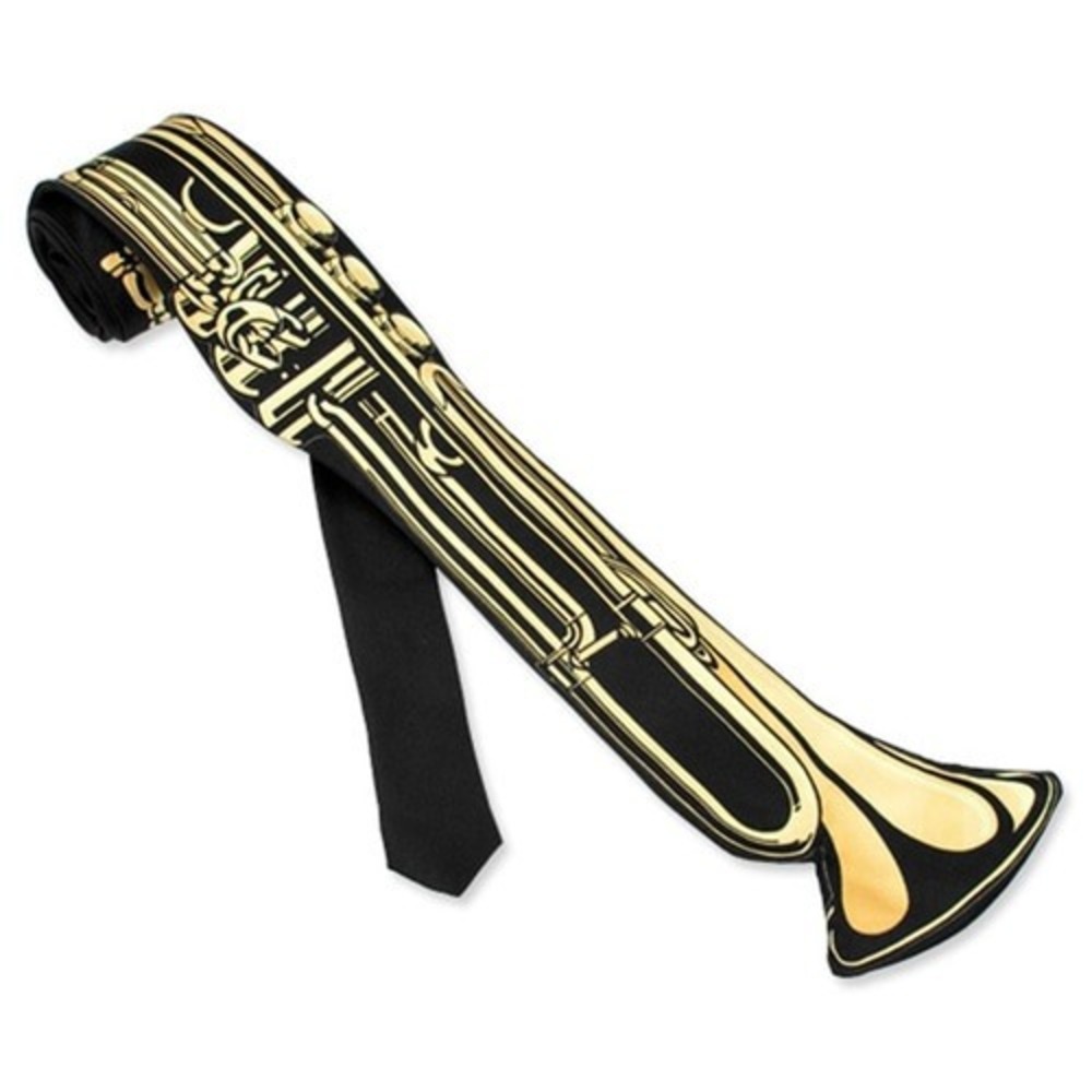 Why-Knot Trumpet Musical Instrument Novelty Tie Black Gold Hand Made